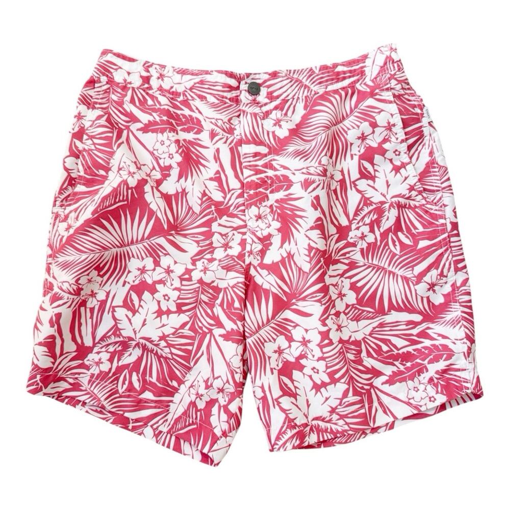 Onia The Calder Swim Trunks Tropical Print Lined Beach Hawaii Pink Size Medium